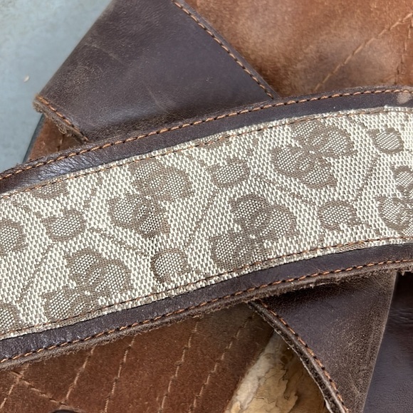 GUESS Men’s Criss Cross Sandals, Leather & Monogram Fabric Size 11.5 - Picture 7 of 9